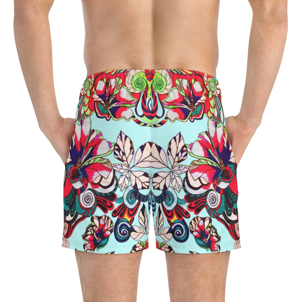 Icy Graphic Floral Pop Men's Swimming Trunks