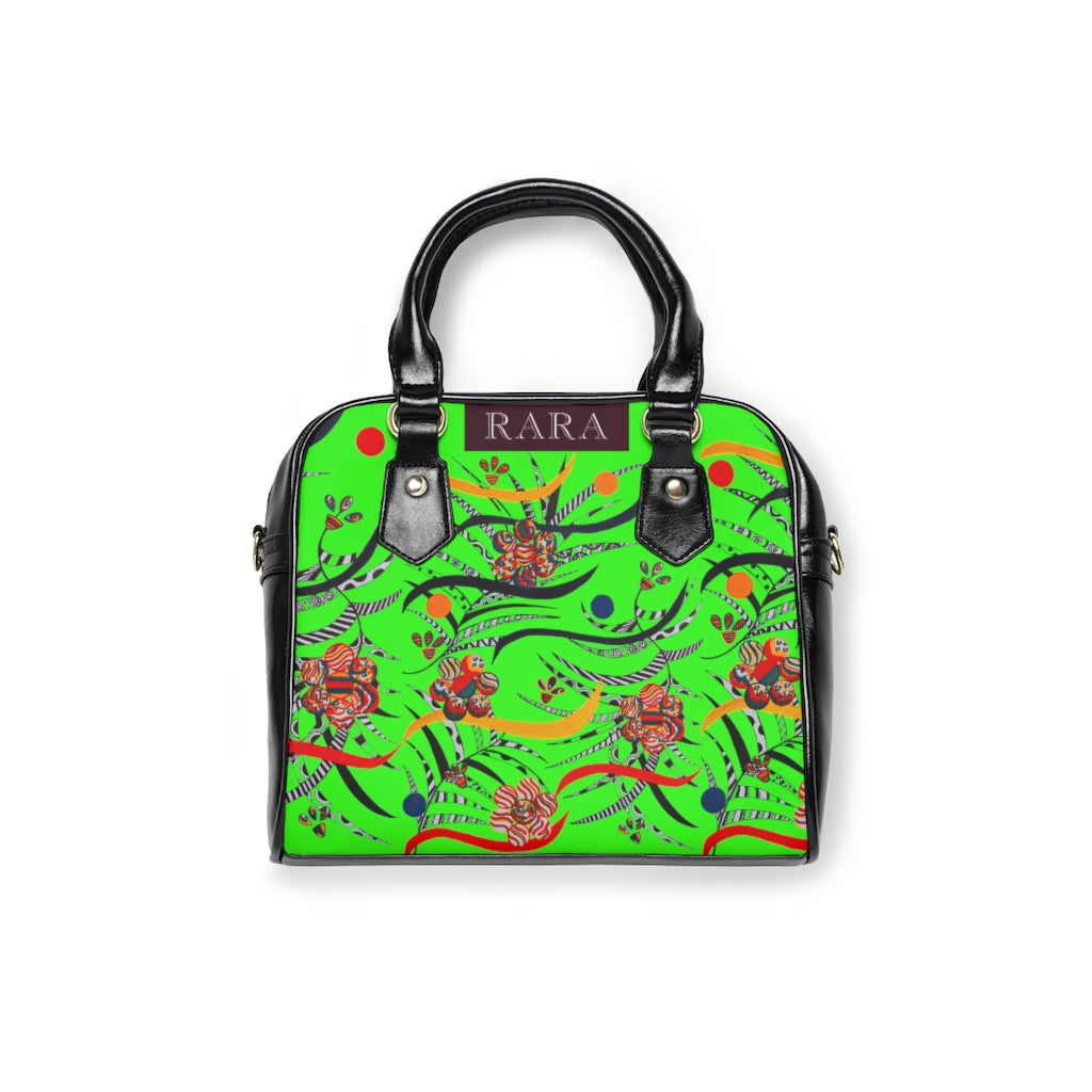neon green animal & jungle print handbag