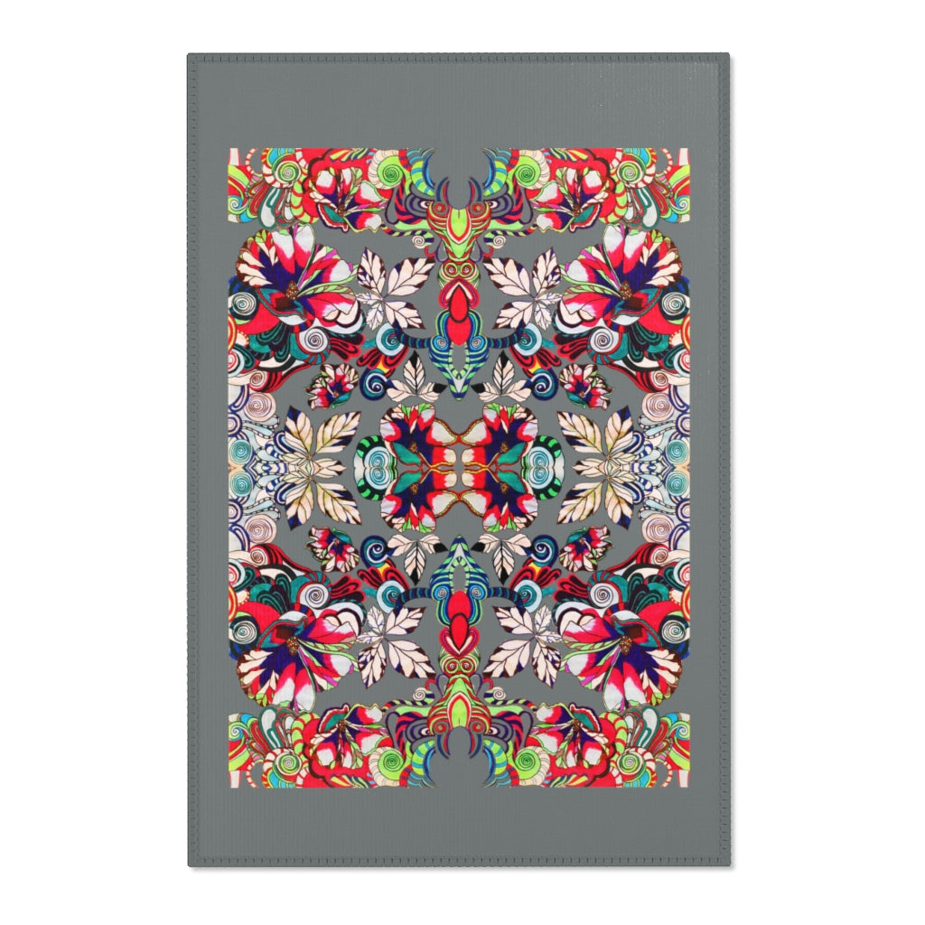 Artsy Floral Pop Grey Area Rug