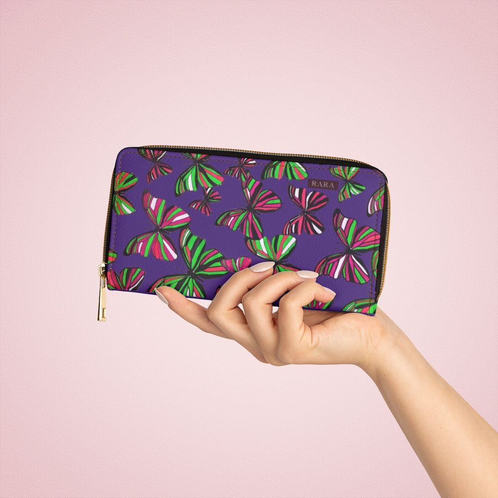 purple butterfly print wallet