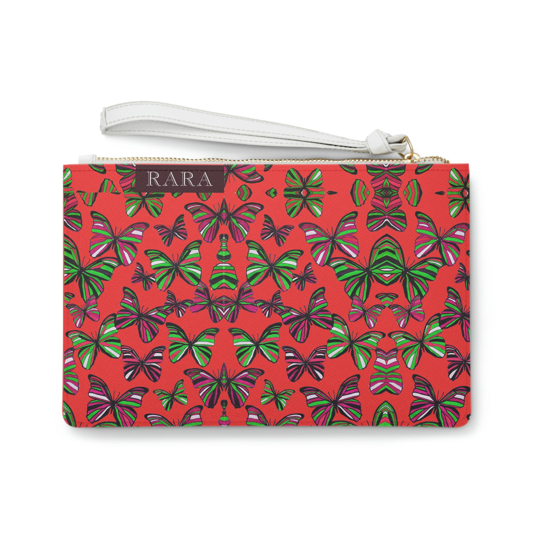 Vermillion Butterfly Print Clutch Bag