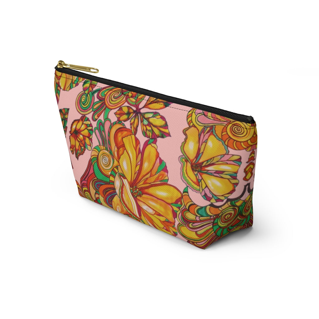 Blush Artsy Floral Accessory Pouch