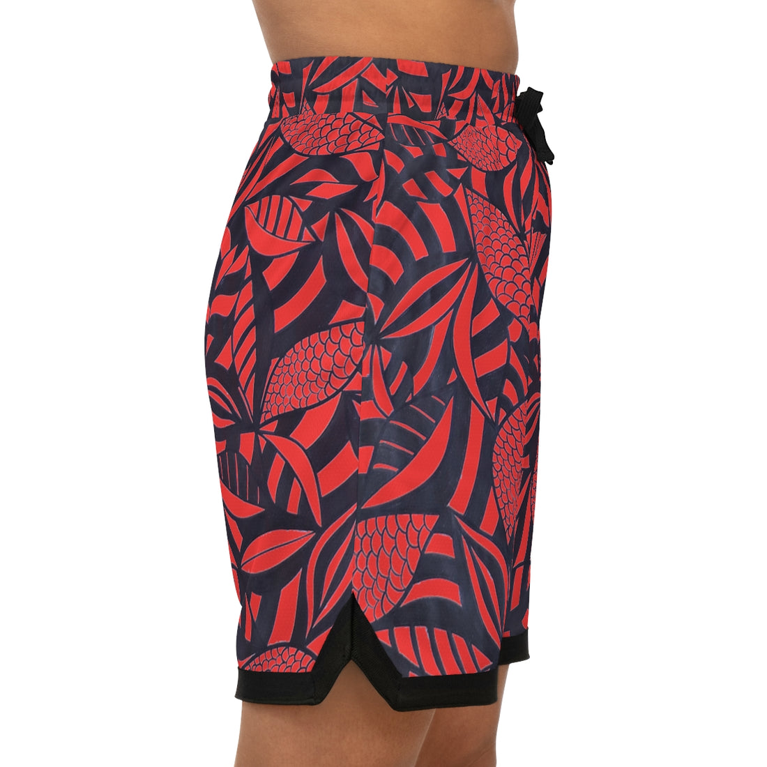 Vermillion Tropical Minimalist Basketball Rib Shorts (AOP)