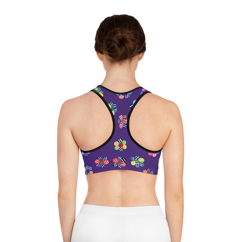 Purple Candy Florals (AOP) Sports Bra