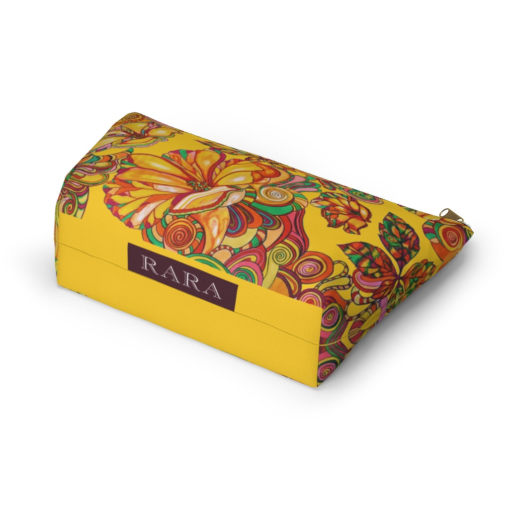 Yellow Artsy Floral Accessory Pouch