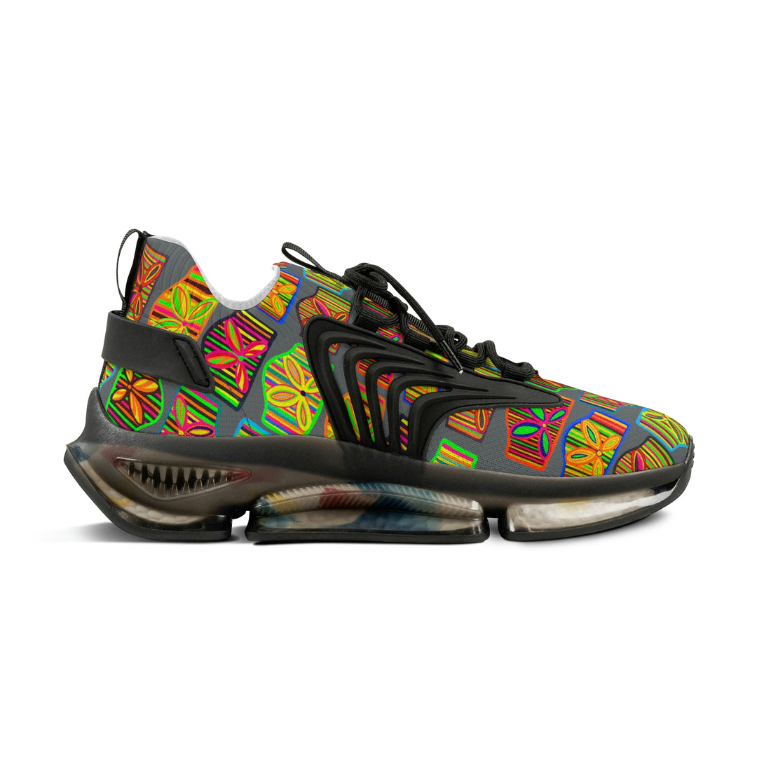 Ash Grey Deco Print OTT Men's Mesh Knit Sneakers
