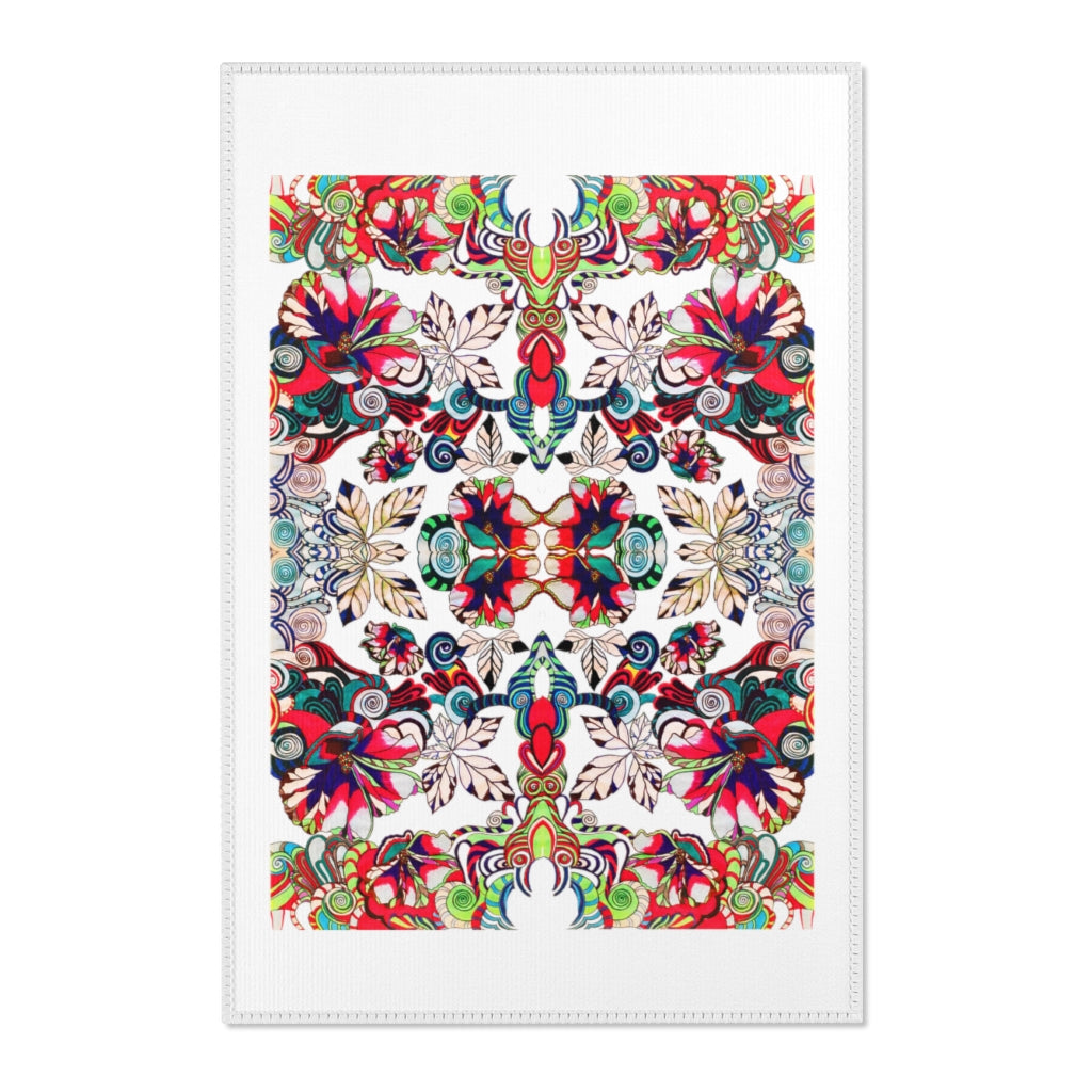 Artsy Floral Pop White Area Rug