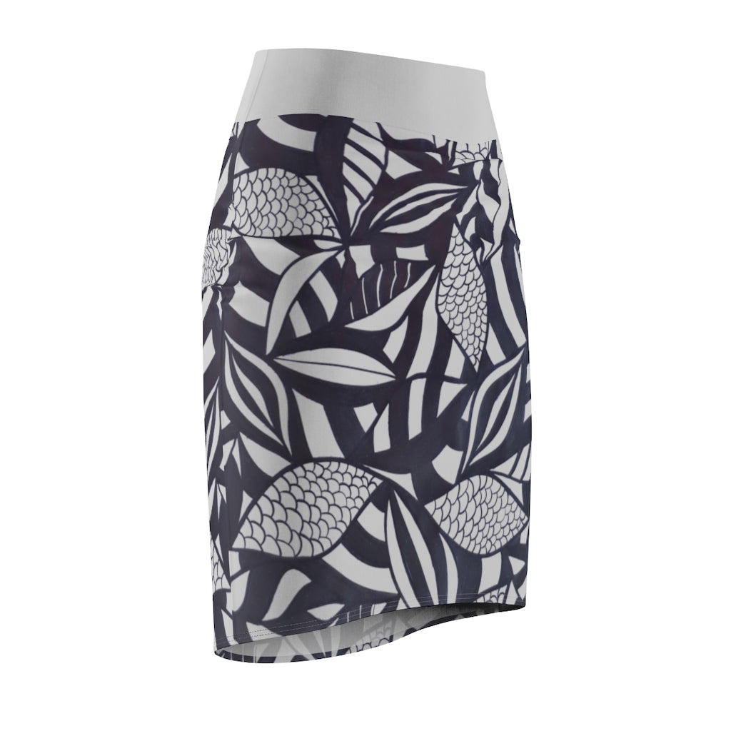 Tropical Minimalist Slate Pencil Skirt