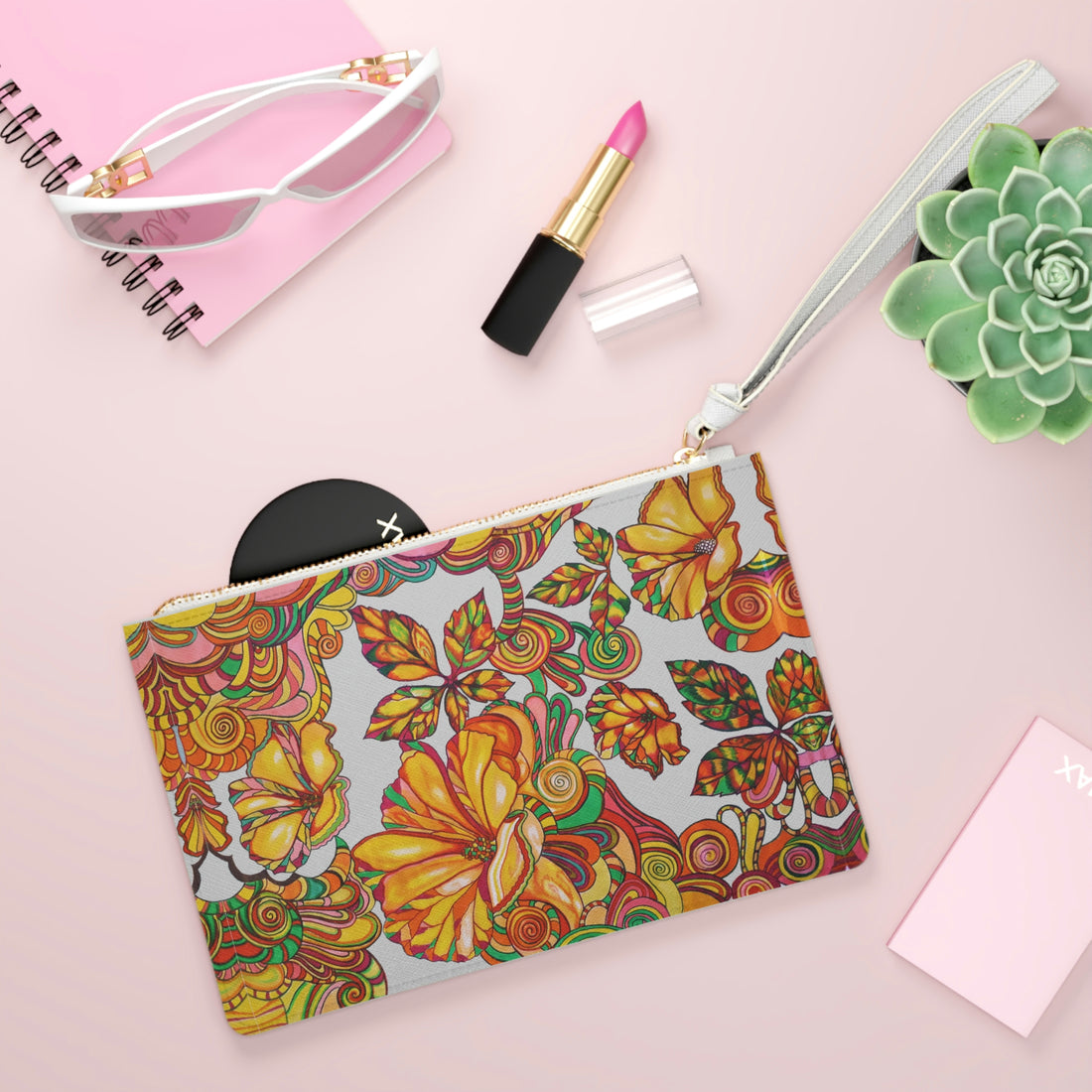 Slate Artsy Floral Clutch Bag