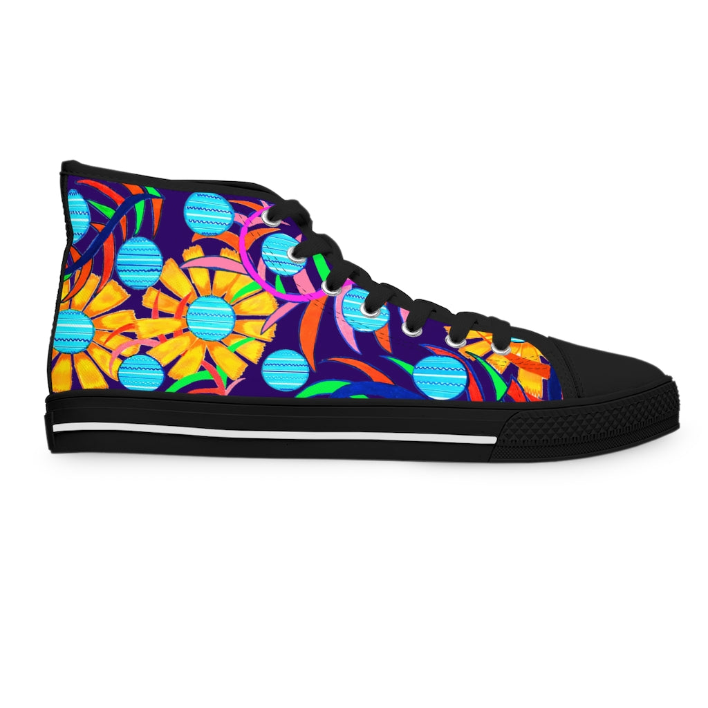 Ink Sunflower Women's High Top Sneakers