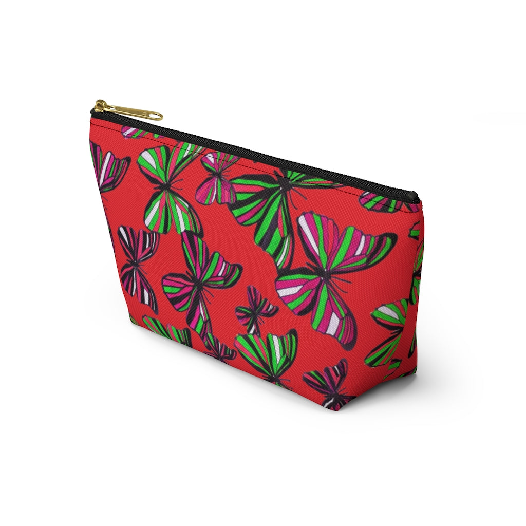 Butterflies Red Accessory Pouch