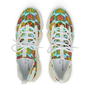 icy blue men's art deco print mesh knit sneakers 