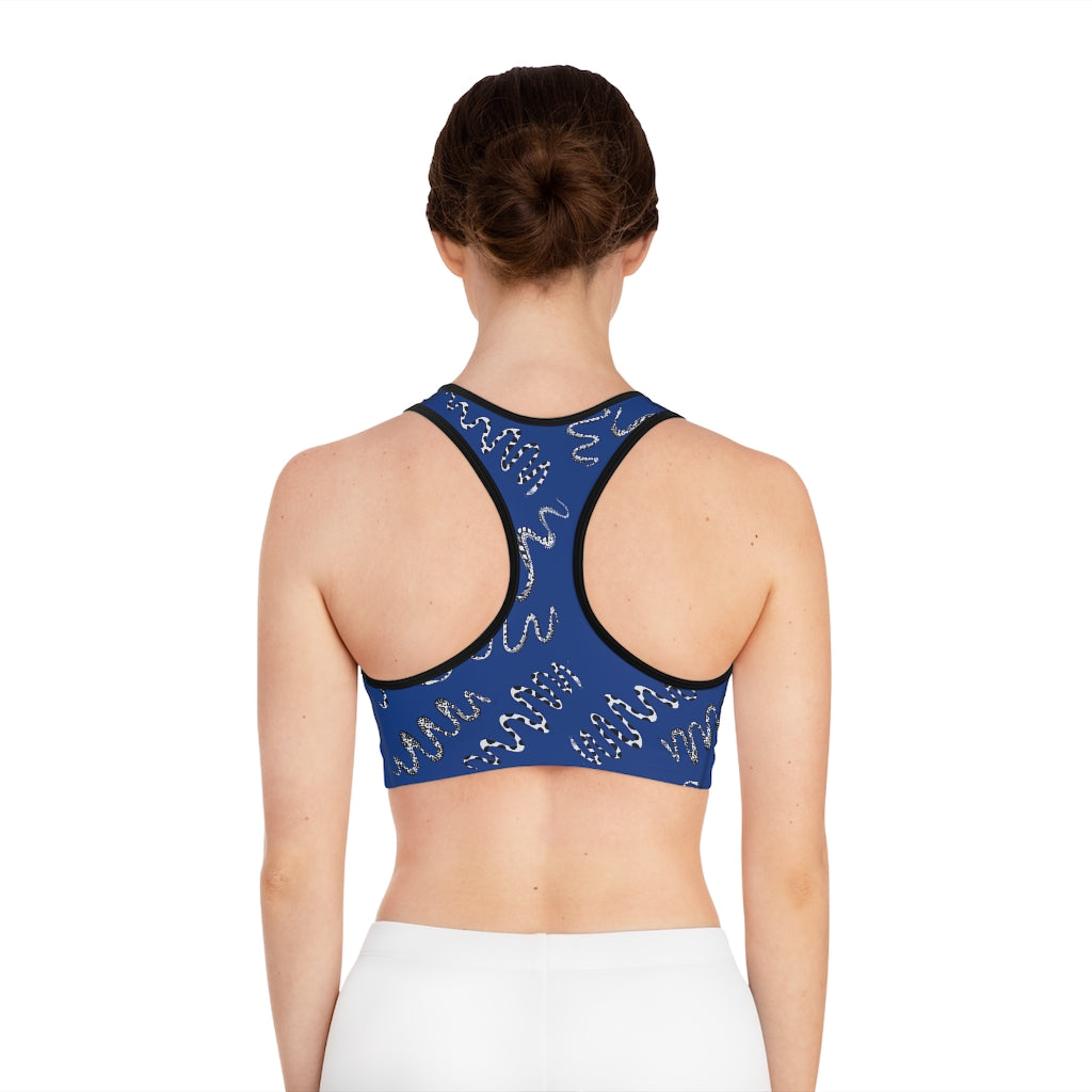 Blue Snake Print (AOP) Sports Bra