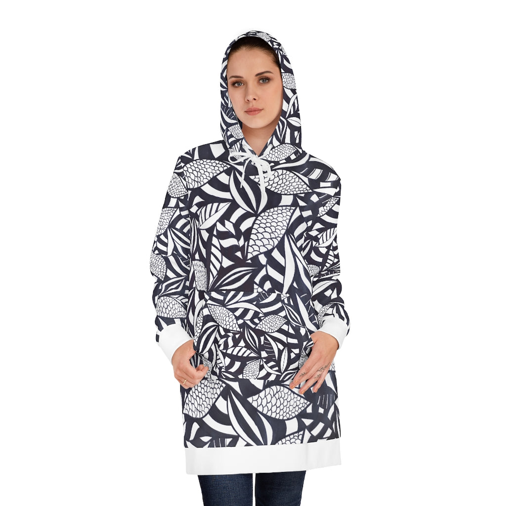 hoodie dress with tropical pprint