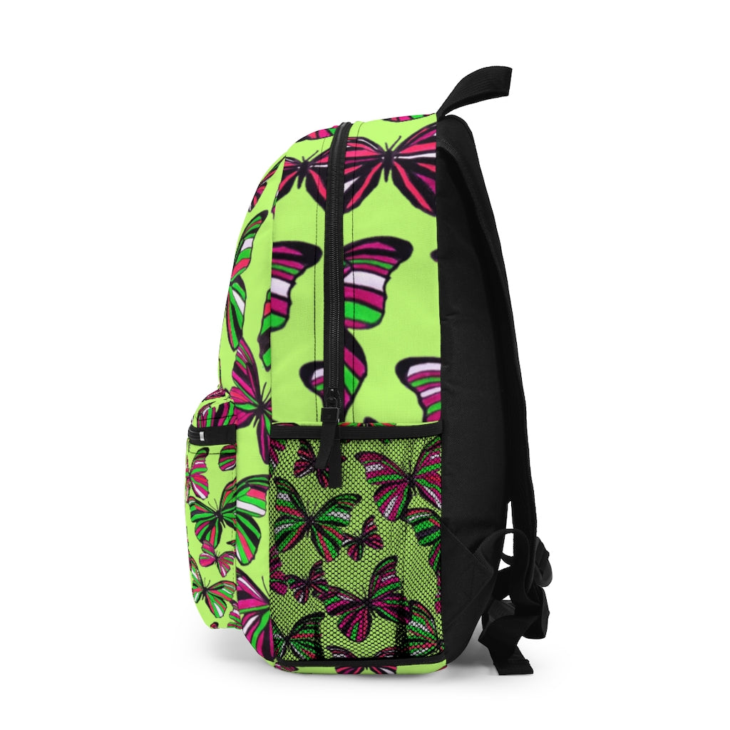 Butterflies Lime Green Backpack