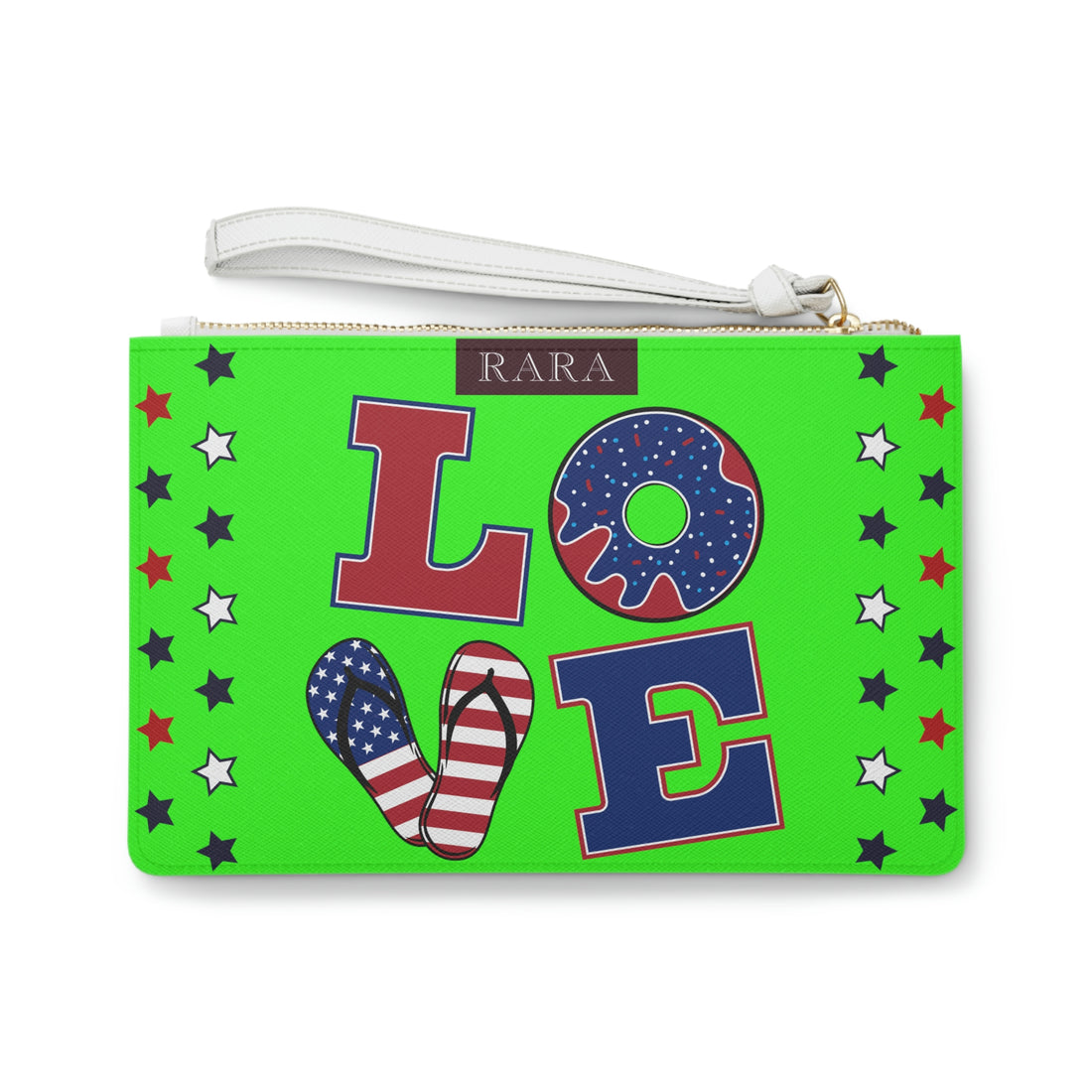 Neon Green American Love Clutch Bag