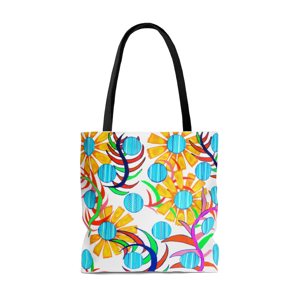 AOP The Sunflower Jet White Tote Bag