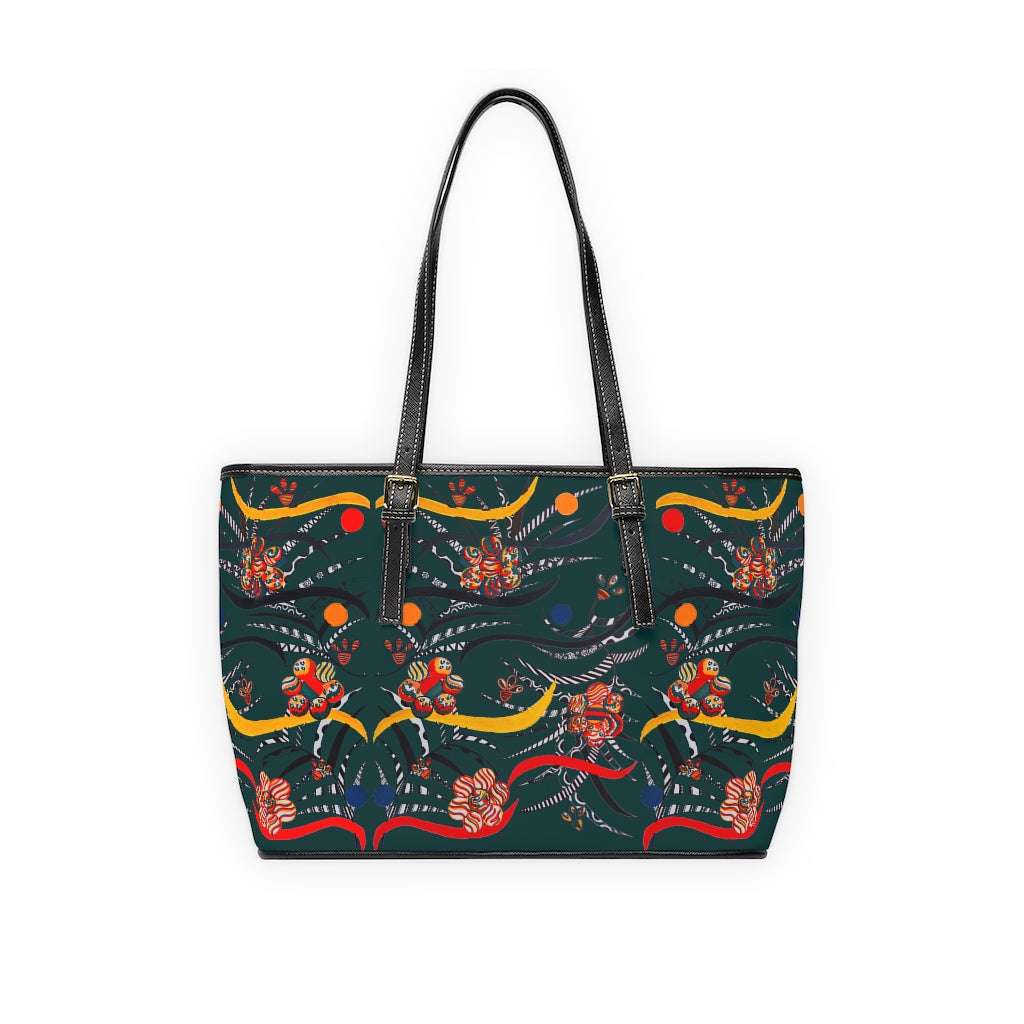 bottle green  animal & jungle print tote bag
