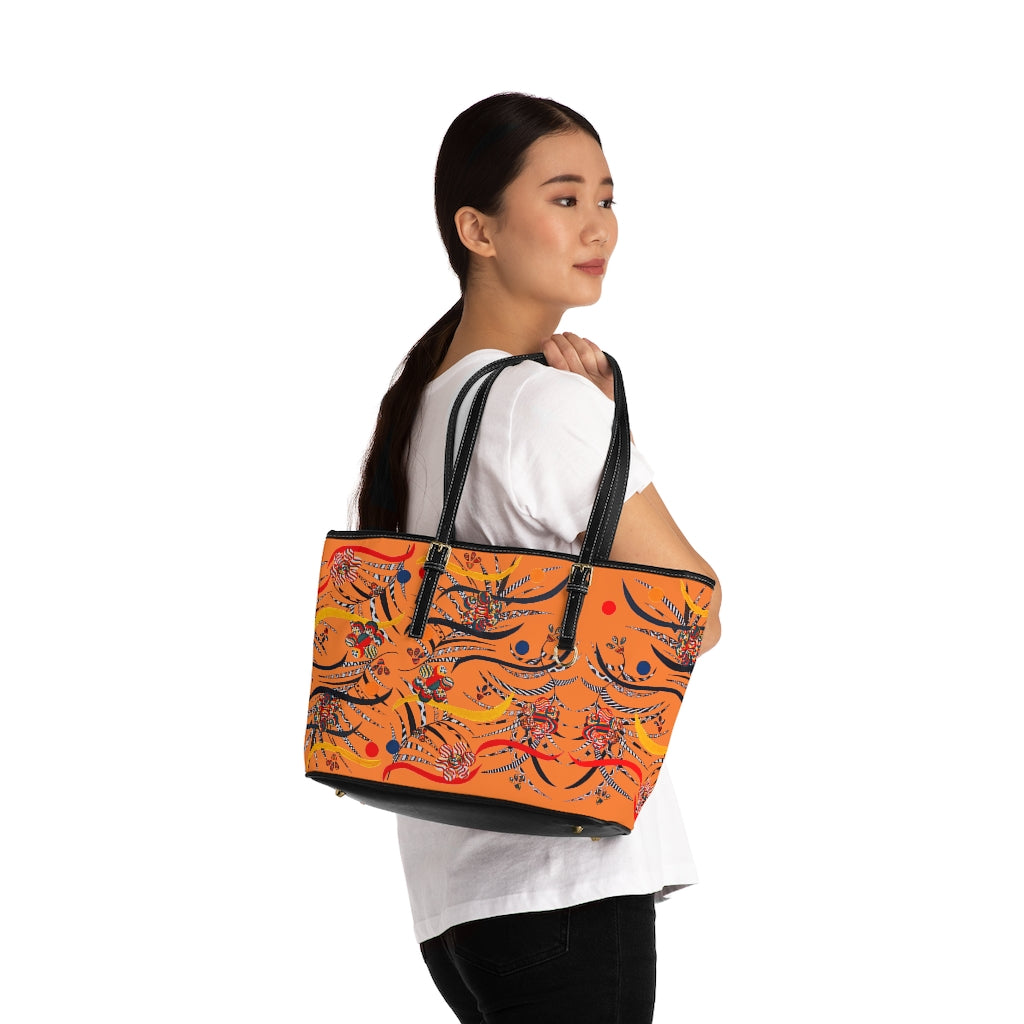 peach  animal & jungle print tote bag