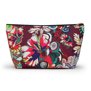 Floral Pop Marsala Accessory Pouch