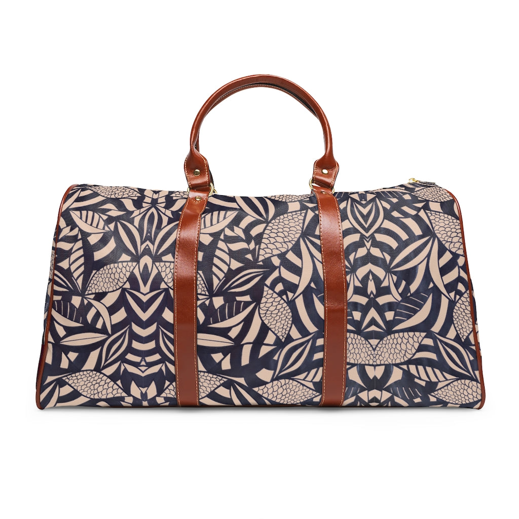 nude tropical print waterproof duffel bag for travelling