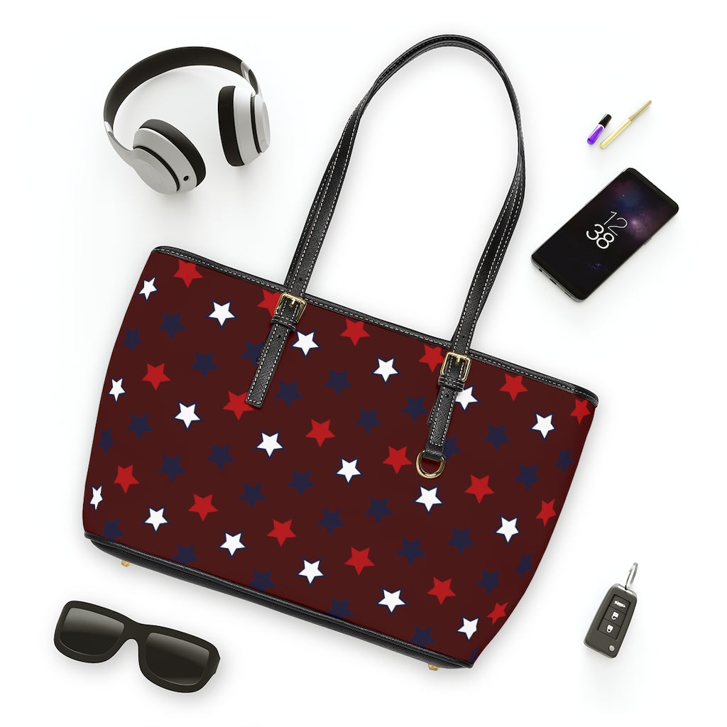 marsala star print handbag
