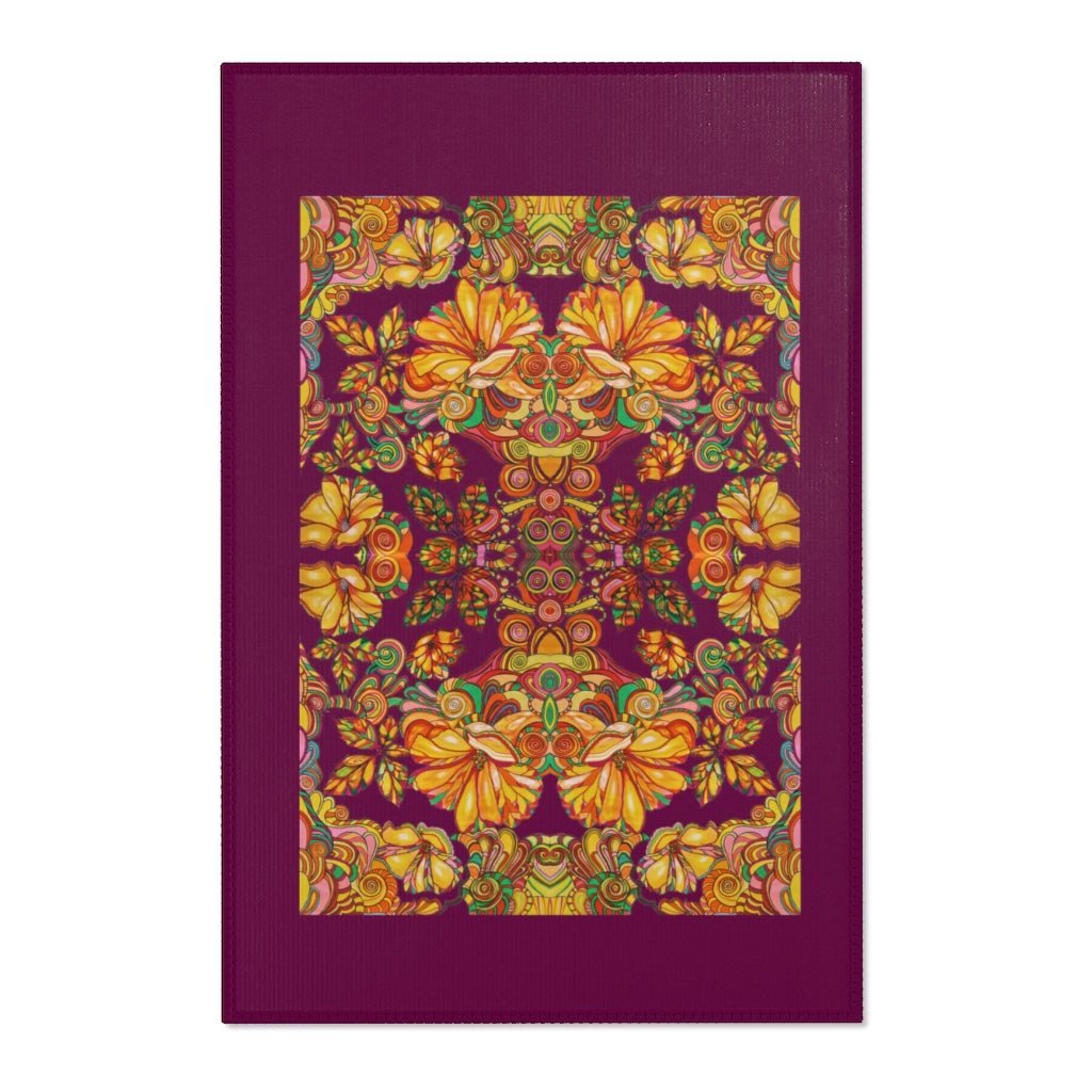 Artsy Floral Royal Purple Area Rug