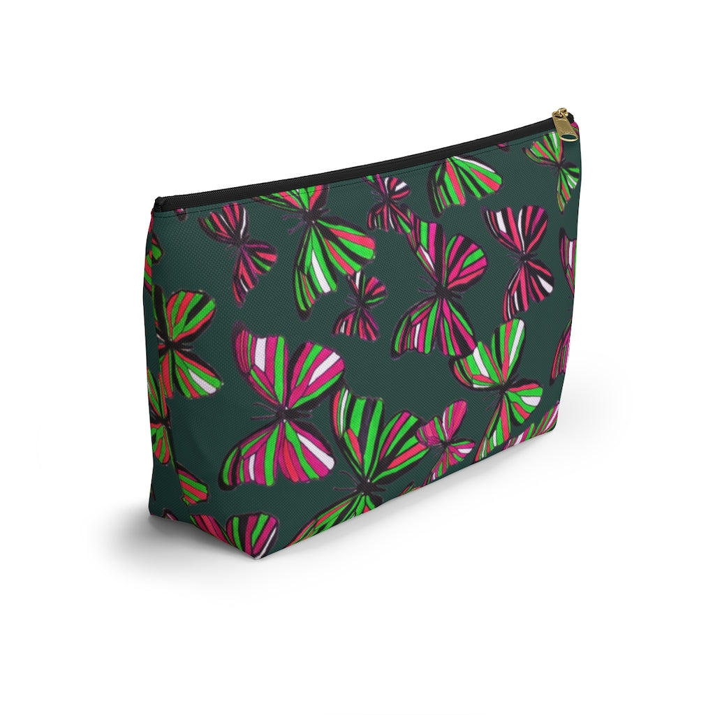 Butterflies Dark Green Accessory Pouch