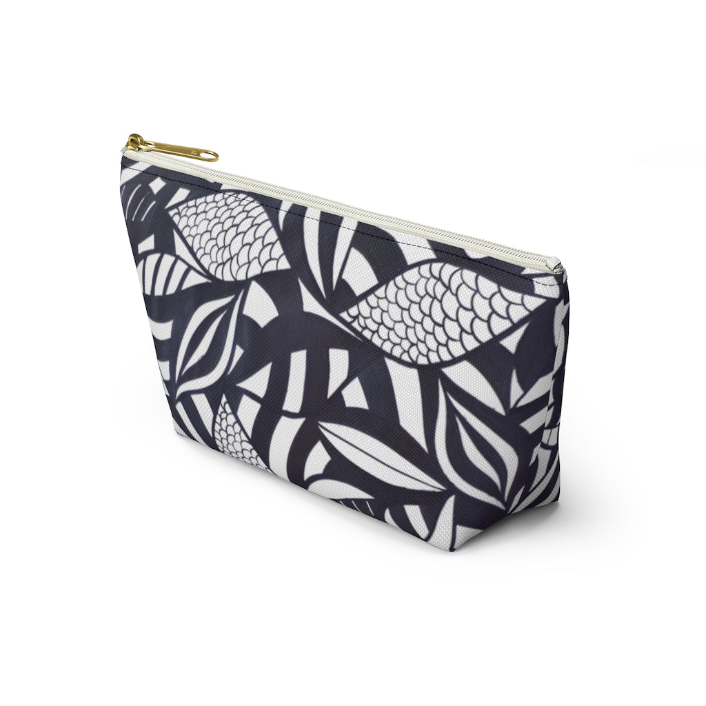 White Tropical Minimalist Accessory Pouch