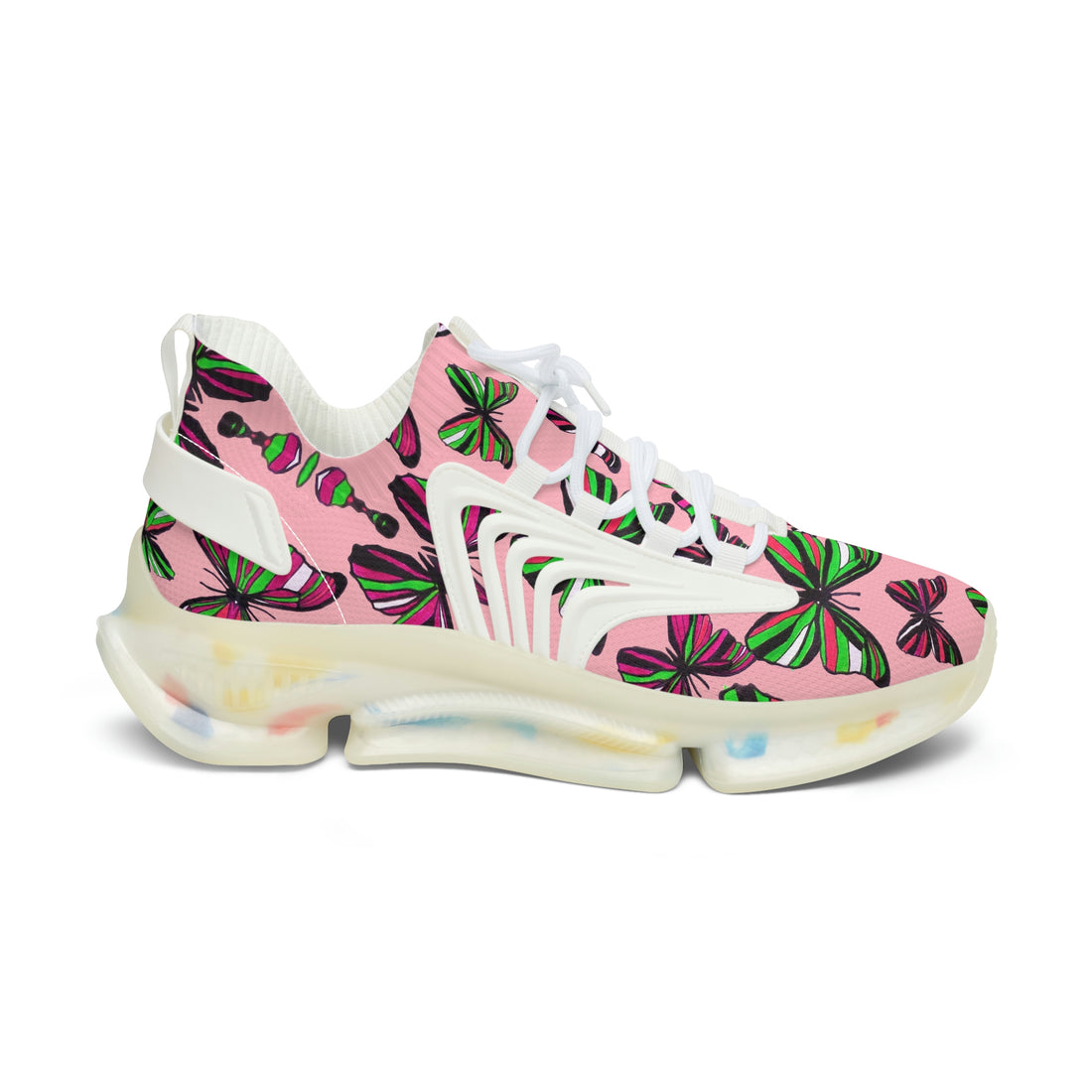 Blush Butterfly Printed OTT Women's Mesh Knit Sneakers