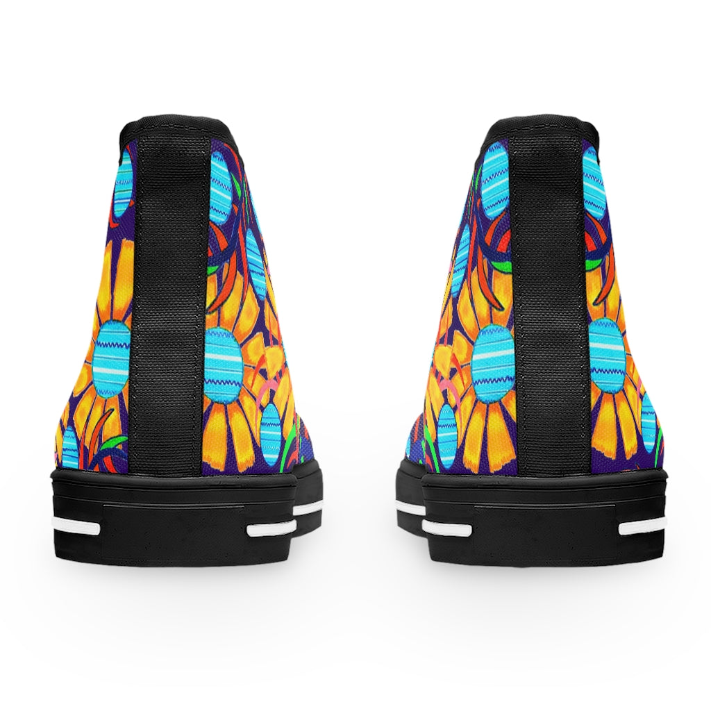 Ink Sunflower Women's High Top Sneakers