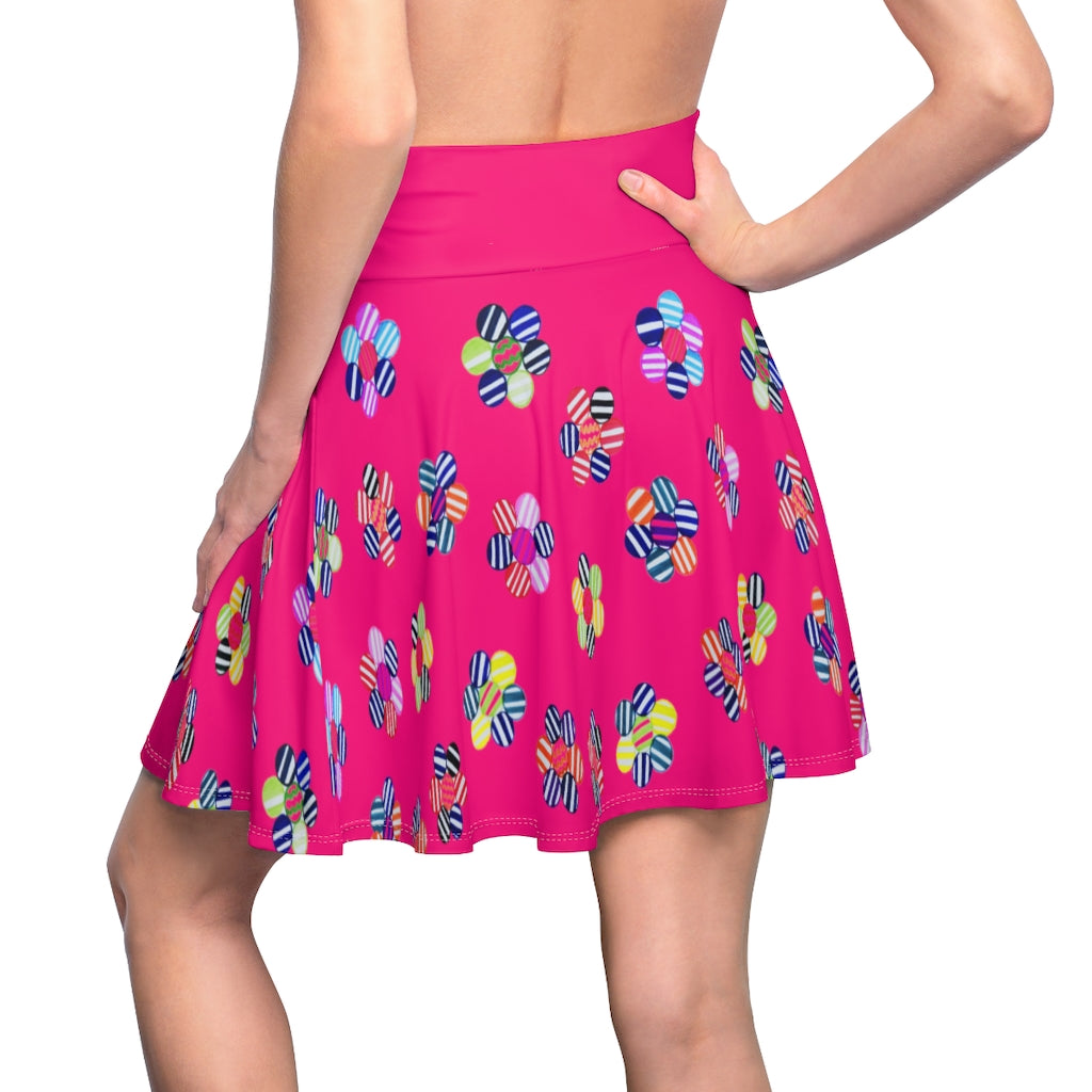 Hot Pink Candy Florals Skater Skirt