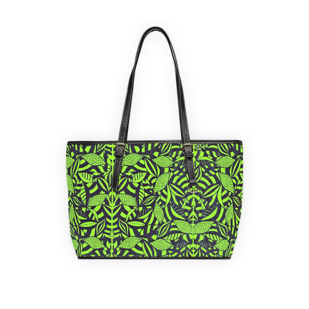 Lime Green Tropical Minimalist PU Leather Shoulder Bag