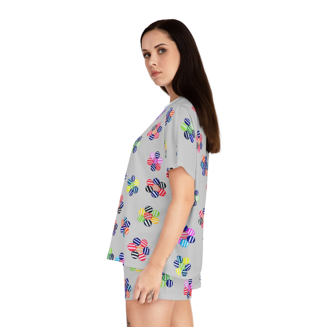 Slate Candy Floral Short Pajama Set (AOP)