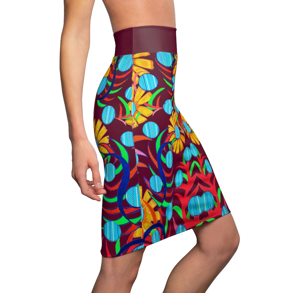 Sunflower Marsala Pencil Skirt