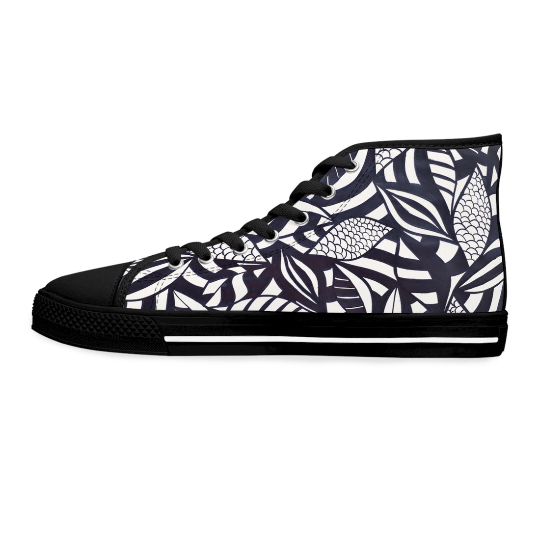 White Tropical Minimalist Women's AOP High Top Sneakers