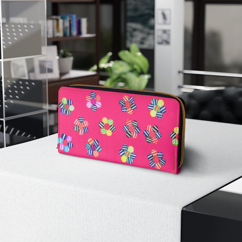 hot pink floral print clutch wallet