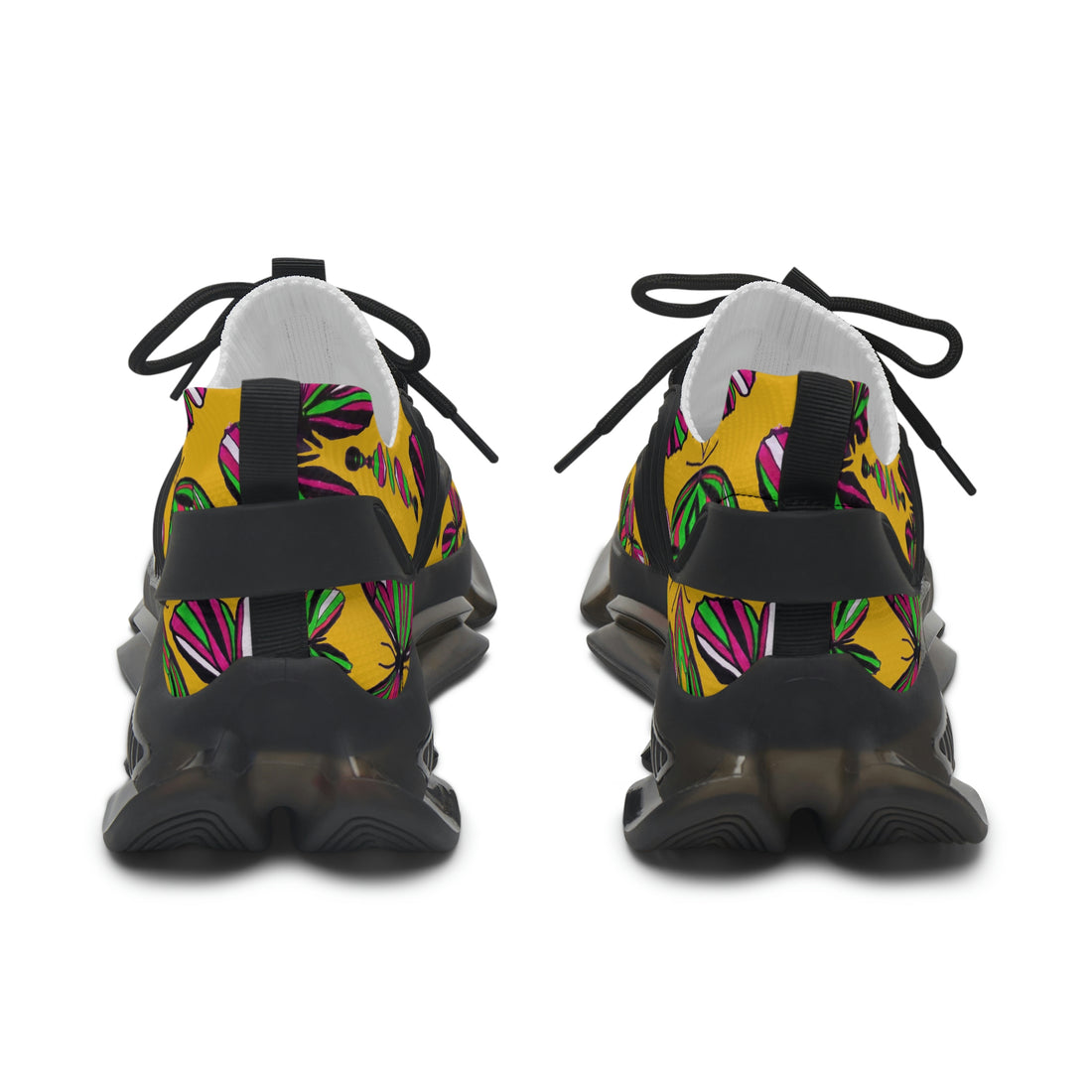 Yellow Butterfly Printed OTT Women's Mesh Knit Sneakers