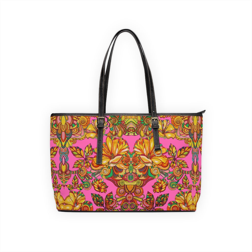 Rose Artsy Floral PU Leather Shoulder Bag