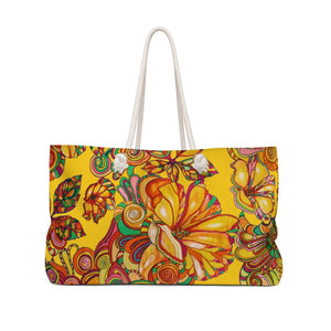 Artsy Floral Yellow Weekender Tote Bag