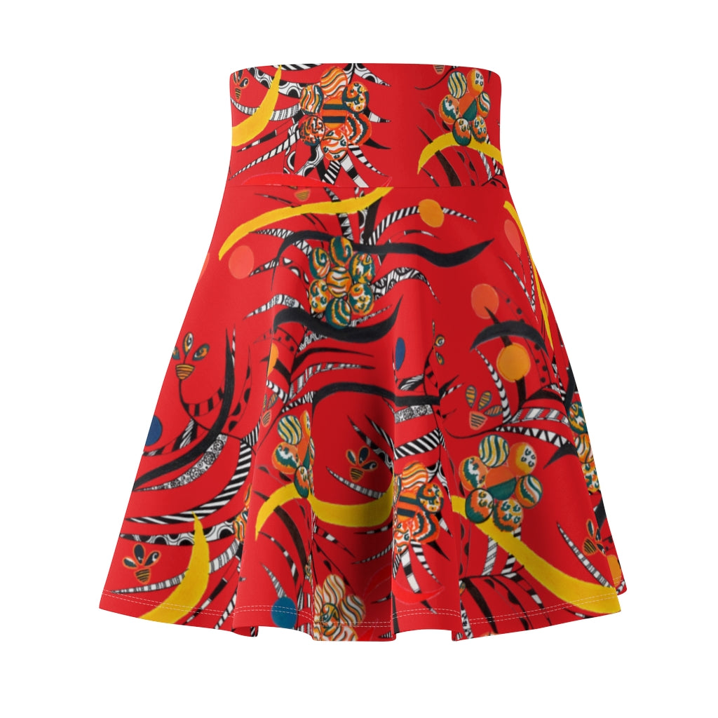 Red Grey Wilderness Skater Skirt