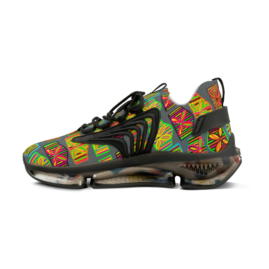 Ash Grey Deco Print OTT Men's Mesh Knit Sneakers