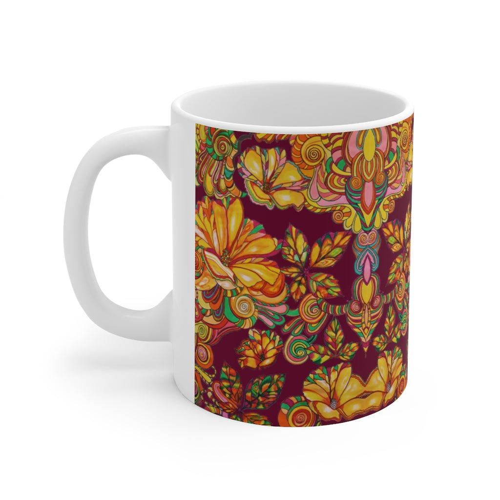 Artsy Florals Marsala Mug 11oz