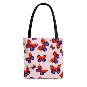 AOP Tangerine Butterflies Tote Bag