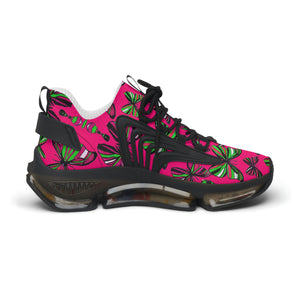 Hot Pink Butterfly Printed OTT Women's Mesh Knit Sneakers
