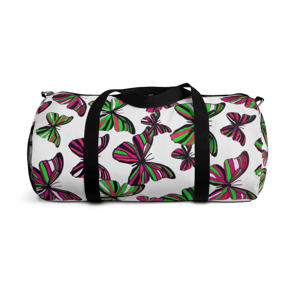 Butterflies White Duffel Bag