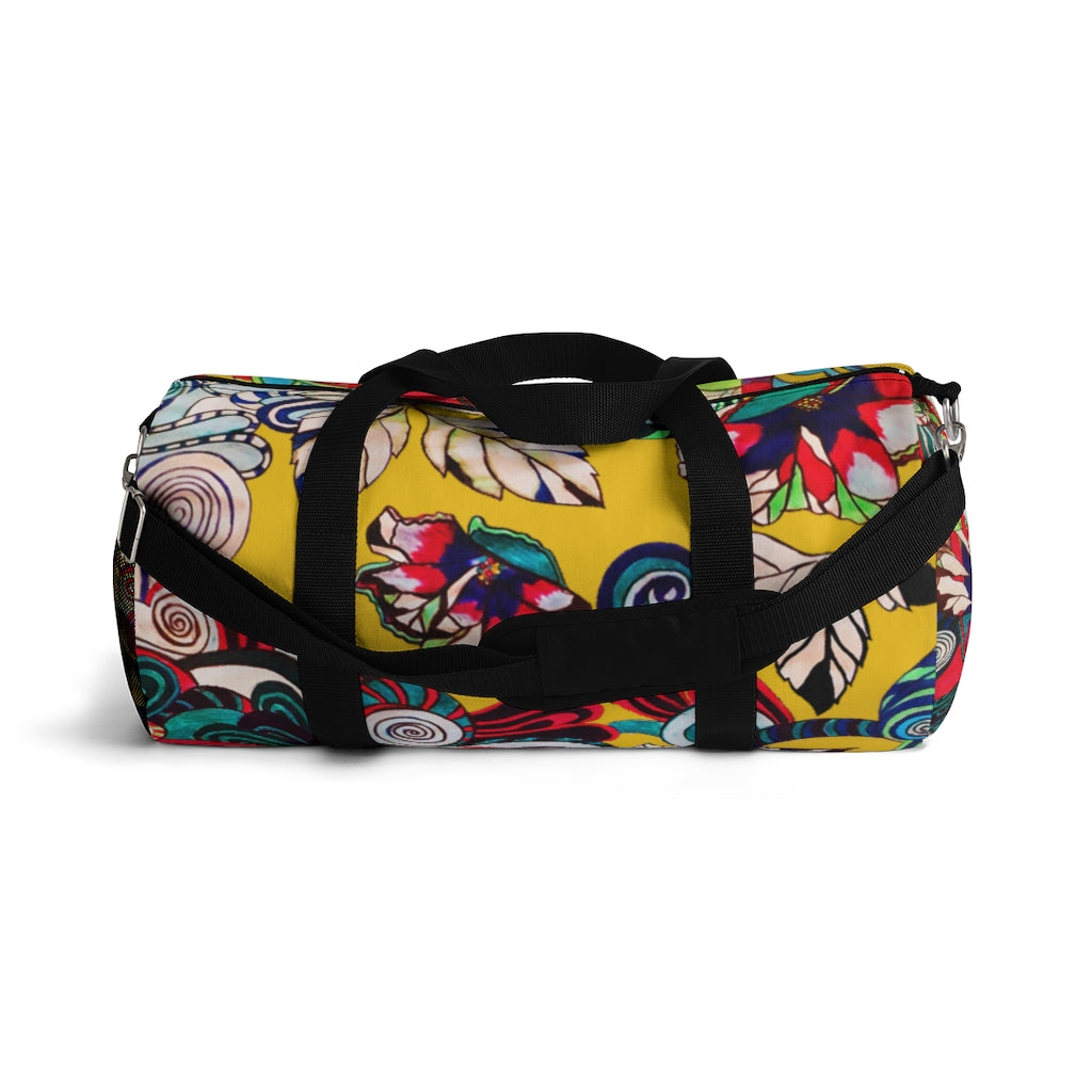 Artsy Floral Pop Yellow Duffel Bag