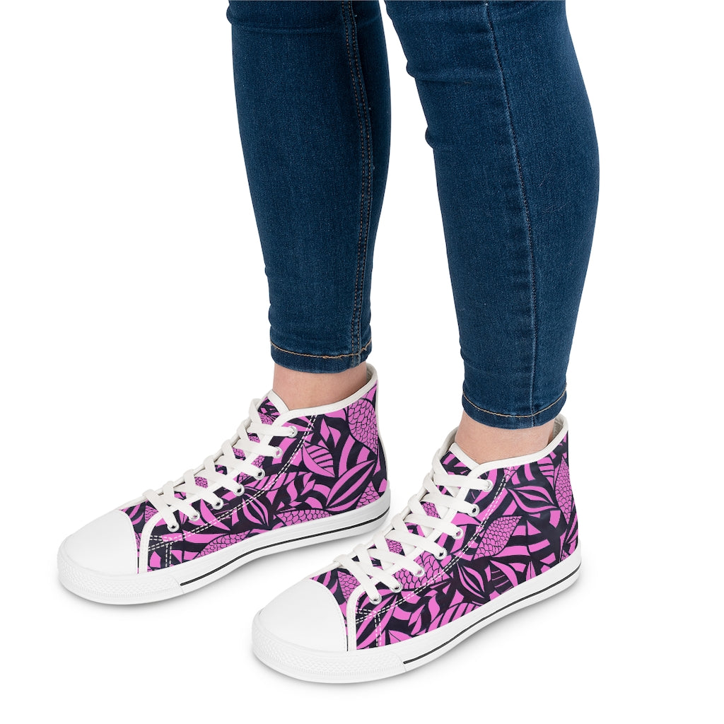 Rose Tropical Minimalist Women's High Top Sneakers