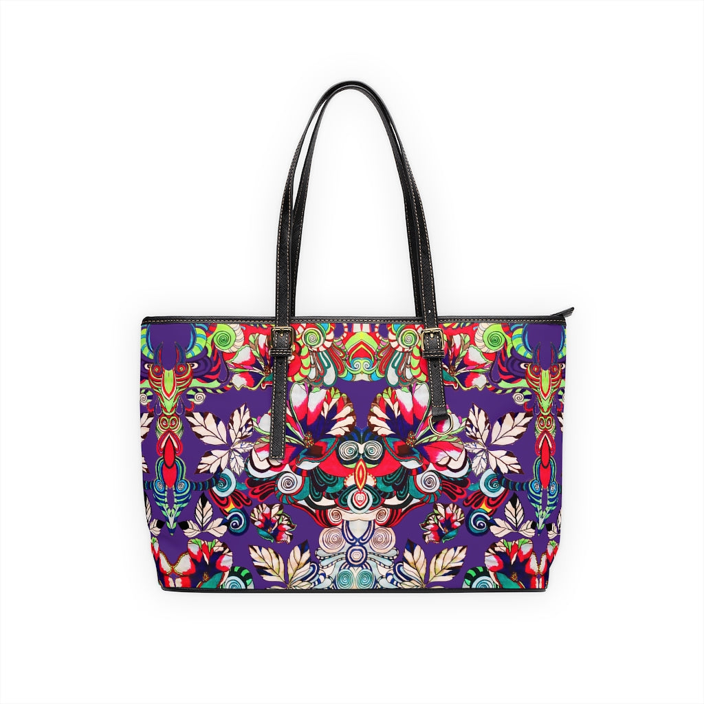 Purple Floral Pop PU Leather Shoulder Bag