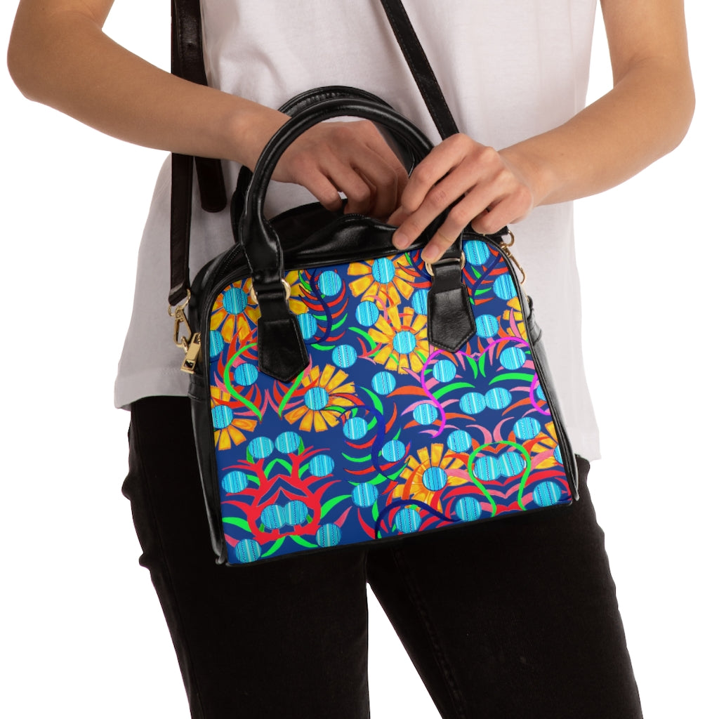 royal blue sunflower handbag